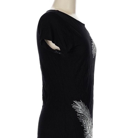 Silver beaded black t shirt - Picture 2 of 3